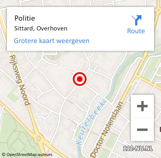 Locatie op kaart van de 112 melding: Politie Sittard, Overhoven op 20 juni 2019 20:20