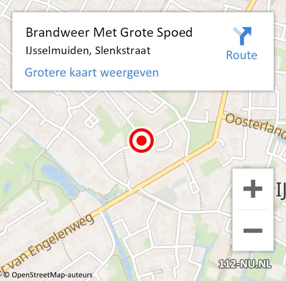 Locatie op kaart van de 112 melding: Brandweer Met Grote Spoed Naar IJsselmuiden, Slenkstraat op 20 juni 2019 20:21