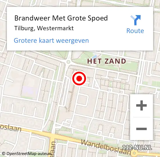 Locatie op kaart van de 112 melding: Brandweer Met Grote Spoed Naar Tilburg, Westermarkt op 20 juni 2019 20:29