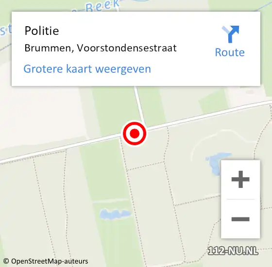 Locatie op kaart van de 112 melding: Politie Brummen, Voorstondensestraat op 20 juni 2019 20:58