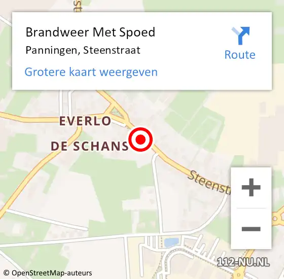 Locatie op kaart van de 112 melding: Brandweer Met Spoed Naar Panningen, Steenstraat op 20 juni 2019 21:03