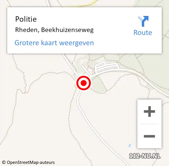 Locatie op kaart van de 112 melding: Politie Rheden, Beekhuizenseweg op 20 juni 2019 21:15