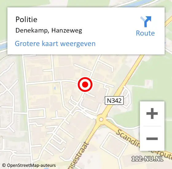 Locatie op kaart van de 112 melding: Politie Denekamp, Hanzeweg op 20 juni 2019 22:01