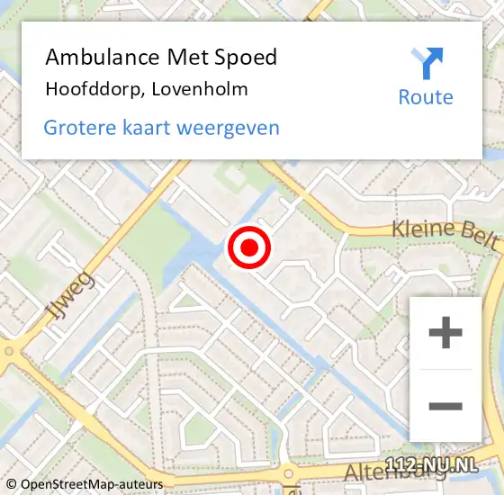 Locatie op kaart van de 112 melding: Ambulance Met Spoed Naar Hoofddorp, Lovenholm op 20 juni 2019 22:09