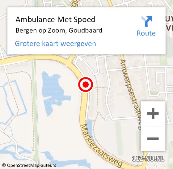 Locatie op kaart van de 112 melding: Ambulance Met Spoed Naar Bergen op Zoom, Goudbaard op 20 juni 2019 23:39