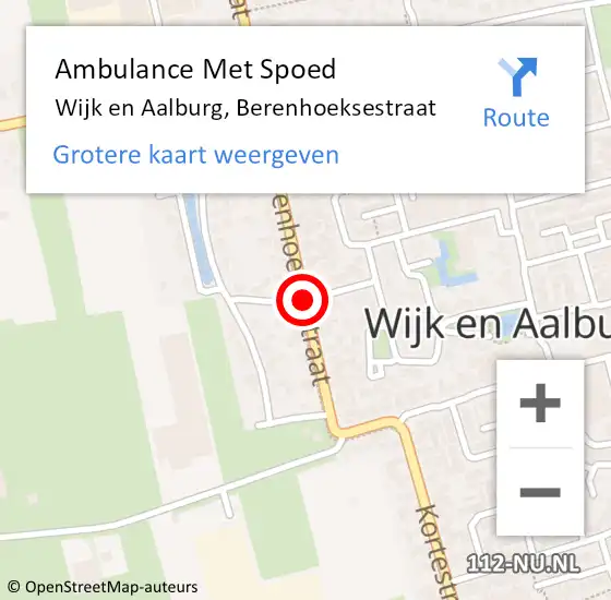 Locatie op kaart van de 112 melding: Ambulance Met Spoed Naar Wijk en Aalburg, Berenhoeksestraat op 20 juni 2019 23:39