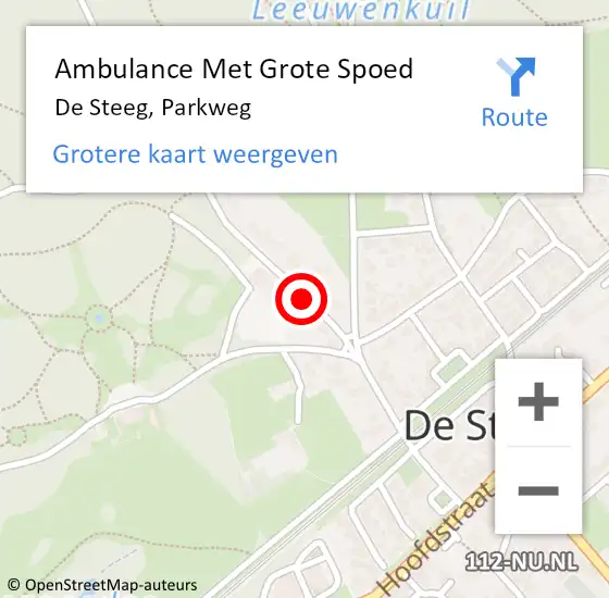 Locatie op kaart van de 112 melding: Ambulance Met Grote Spoed Naar De Steeg, Parkweg op 21 juni 2019 00:17