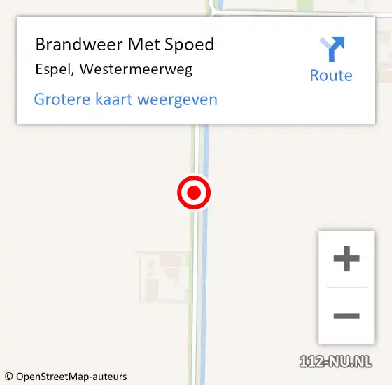 Locatie op kaart van de 112 melding: Brandweer Met Spoed Naar Espel, Westermeerweg op 21 juni 2019 06:37