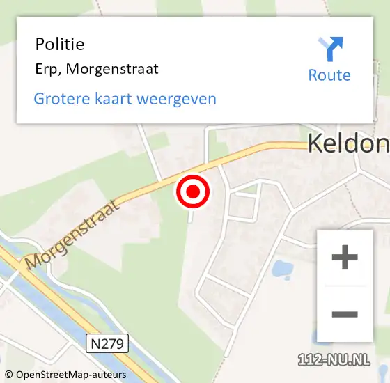 Locatie op kaart van de 112 melding: Politie Erp, Morgenstraat op 21 juni 2019 07:38