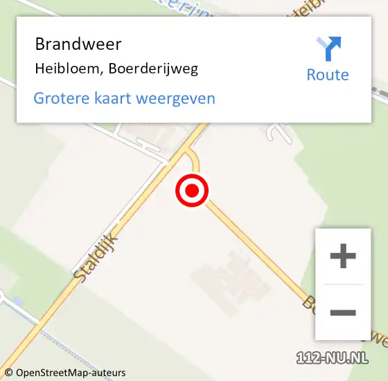 Locatie op kaart van de 112 melding: Brandweer Heibloem, Boerderijweg op 21 juni 2019 07:47