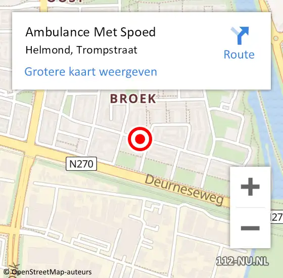 Locatie op kaart van de 112 melding: Ambulance Met Spoed Naar Helmond, Trompstraat op 21 juni 2019 07:51