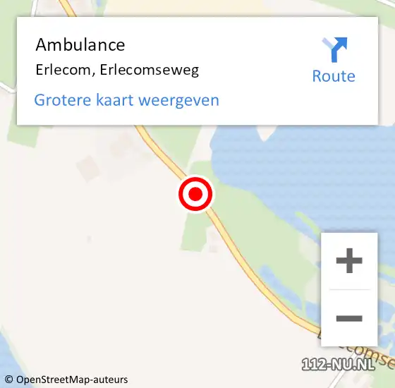 Locatie op kaart van de 112 melding: Ambulance Erlecom, Erlecomseweg op 21 juni 2019 08:35