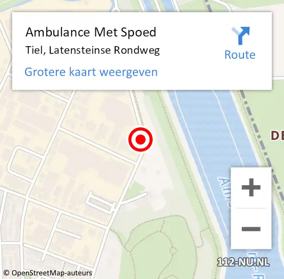 Locatie op kaart van de 112 melding: Ambulance Met Spoed Naar Tiel, Latensteinse Rondweg op 21 juni 2019 08:48