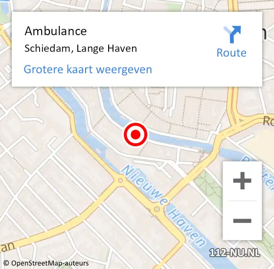 Locatie op kaart van de 112 melding: Ambulance Schiedam, Lange Haven op 21 juni 2019 09:17