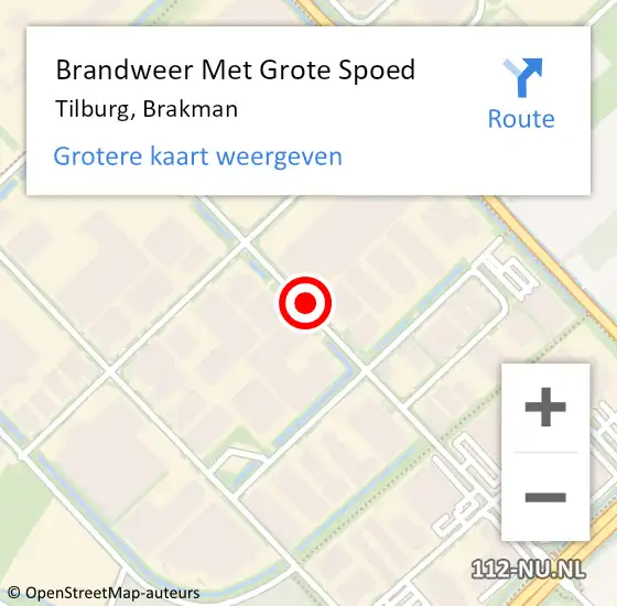 Locatie op kaart van de 112 melding: Brandweer Met Grote Spoed Naar Tilburg, Brakman op 21 juni 2019 09:20