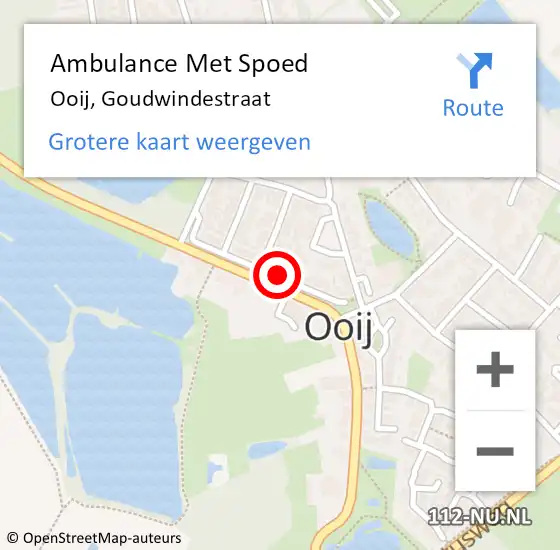 Locatie op kaart van de 112 melding: Ambulance Met Spoed Naar Ooij, Goudwindestraat op 21 juni 2019 09:23