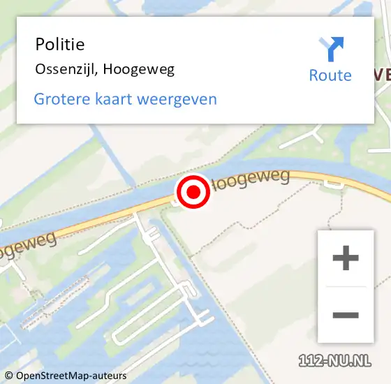Locatie op kaart van de 112 melding: Politie Ossenzijl, Hoogeweg op 21 juni 2019 09:29