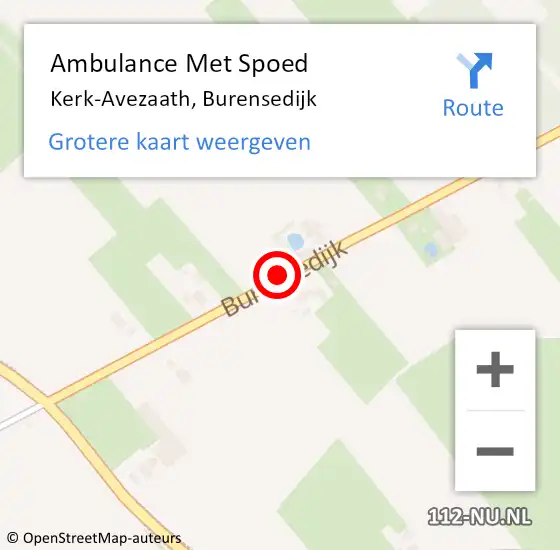 Locatie op kaart van de 112 melding: Ambulance Met Spoed Naar Kerk-Avezaath, Burensedijk op 21 juni 2019 09:38