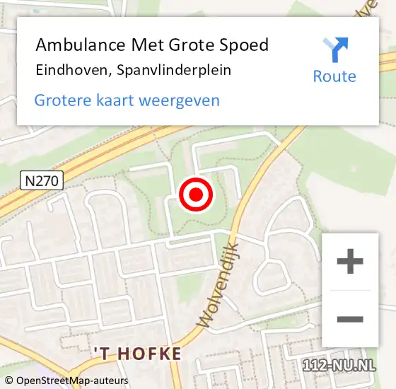 Locatie op kaart van de 112 melding: Ambulance Met Grote Spoed Naar Eindhoven, Spanvlinderplein op 21 juni 2019 09:50