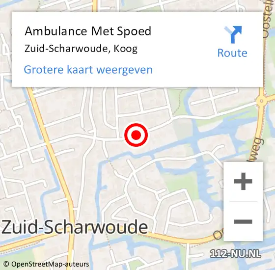 Locatie op kaart van de 112 melding: Ambulance Met Spoed Naar Zuid-Scharwoude, Koog op 21 juni 2019 09:55