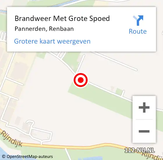 Locatie op kaart van de 112 melding: Brandweer Met Grote Spoed Naar Pannerden, Renbaan op 21 juni 2019 10:51