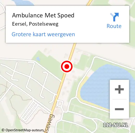 Locatie op kaart van de 112 melding: Ambulance Met Spoed Naar Eersel, Postelseweg op 21 juni 2019 11:48