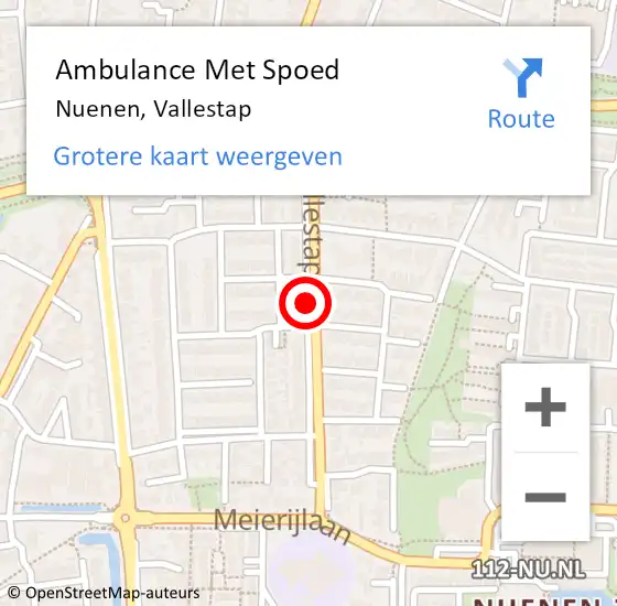 Locatie op kaart van de 112 melding: Ambulance Met Spoed Naar Nuenen, Vallestap op 21 juni 2019 12:09