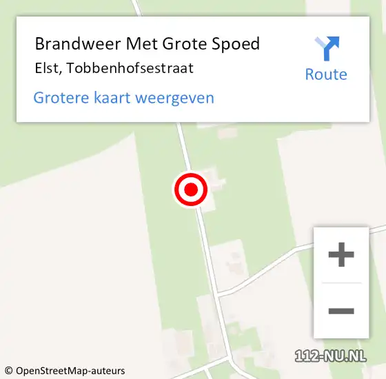 Locatie op kaart van de 112 melding: Brandweer Met Grote Spoed Naar Elst, Tobbenhofsestraat op 21 juni 2019 12:14