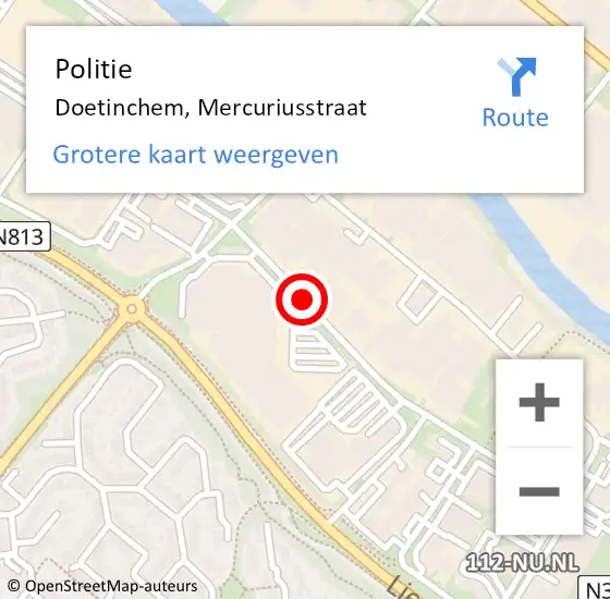 Locatie op kaart van de 112 melding: Politie Doetinchem, Mercuriusstraat op 21 juni 2019 12:43