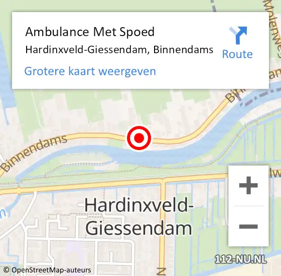 Locatie op kaart van de 112 melding: Ambulance Met Spoed Naar Hardinxveld-Giessendam, Binnendams op 21 juni 2019 12:58