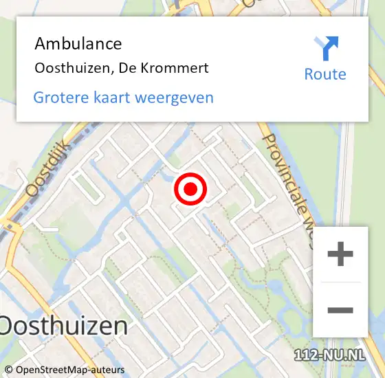 Locatie op kaart van de 112 melding: Ambulance Oosthuizen, De Krommert op 21 juni 2019 13:29
