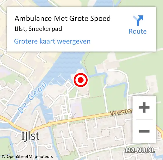 Locatie op kaart van de 112 melding: Ambulance Met Grote Spoed Naar IJlst, Sneekerpad op 27 september 2013 16:33