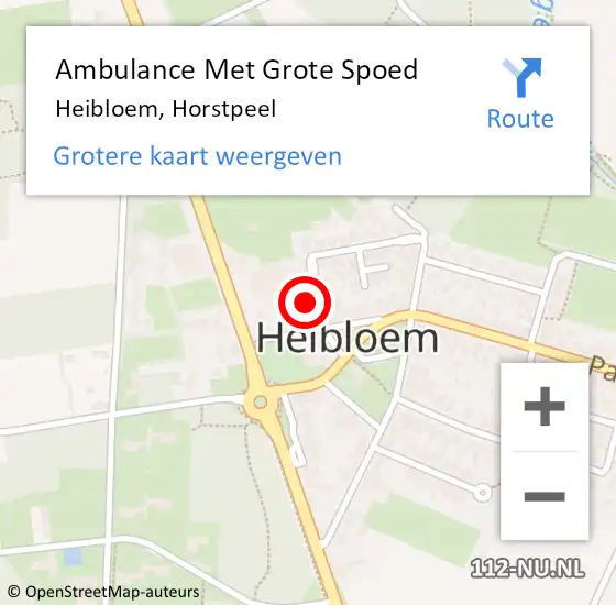 Locatie op kaart van de 112 melding: Ambulance Met Grote Spoed Naar Heibloem, Horstpeel op 5 april 2014 01:31
