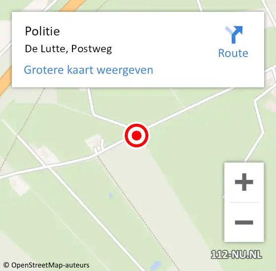 Locatie op kaart van de 112 melding: Politie De Lutte, Postweg op 21 juni 2019 14:18