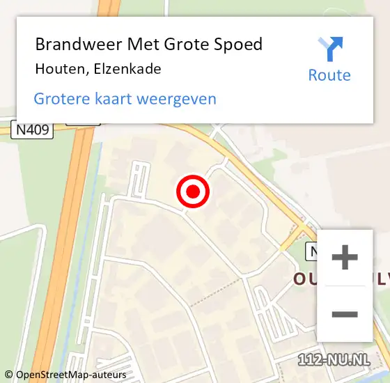 Locatie op kaart van de 112 melding: Brandweer Met Grote Spoed Naar Houten, Elzenkade op 21 juni 2019 14:42