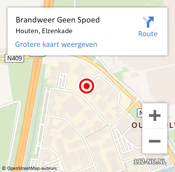 Locatie op kaart van de 112 melding: Brandweer Geen Spoed Naar Houten, Elzenkade op 21 juni 2019 14:43