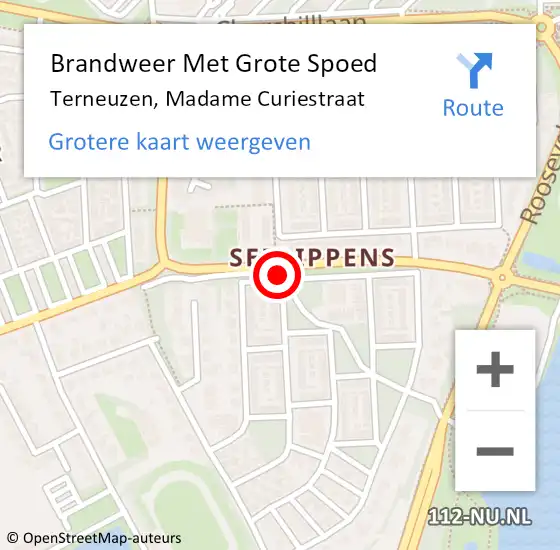 Locatie op kaart van de 112 melding: Brandweer Met Grote Spoed Naar Terneuzen, Madame Curiestraat op 21 juni 2019 14:54