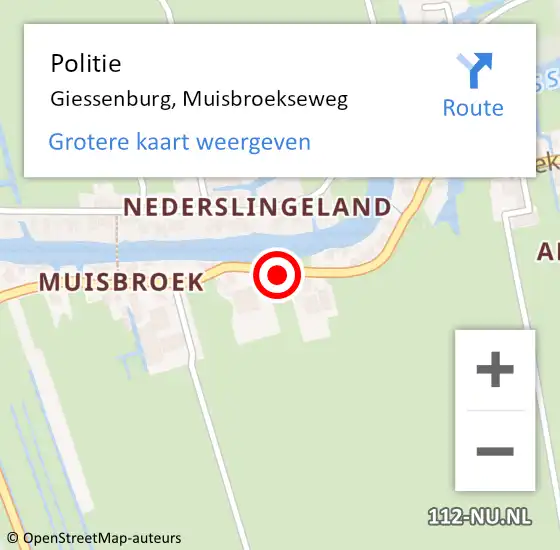 Locatie op kaart van de 112 melding: Politie Giessenburg, Muisbroekseweg op 21 juni 2019 15:50