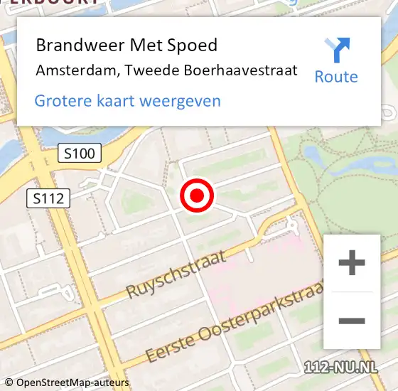 Locatie op kaart van de 112 melding: Brandweer Met Spoed Naar Amsterdam, Tweede Boerhaavestraat op 21 juni 2019 16:26