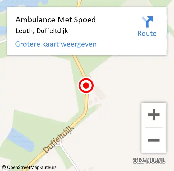 Locatie op kaart van de 112 melding: Ambulance Met Spoed Naar Leuth, Duffeltdijk op 21 juni 2019 16:44