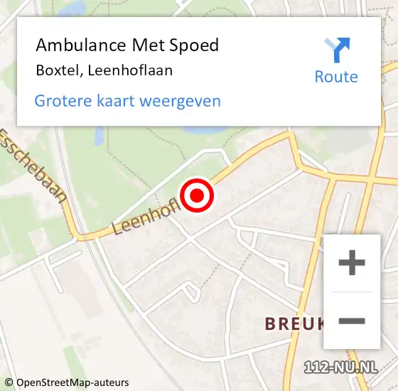 Locatie op kaart van de 112 melding: Ambulance Met Spoed Naar Boxtel, Leenhoflaan op 21 juni 2019 17:01