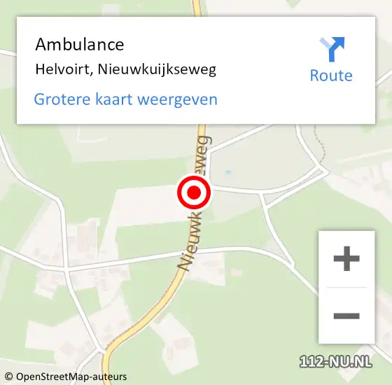 Locatie op kaart van de 112 melding: Ambulance Helvoirt, Nieuwkuijkseweg op 21 juni 2019 17:07