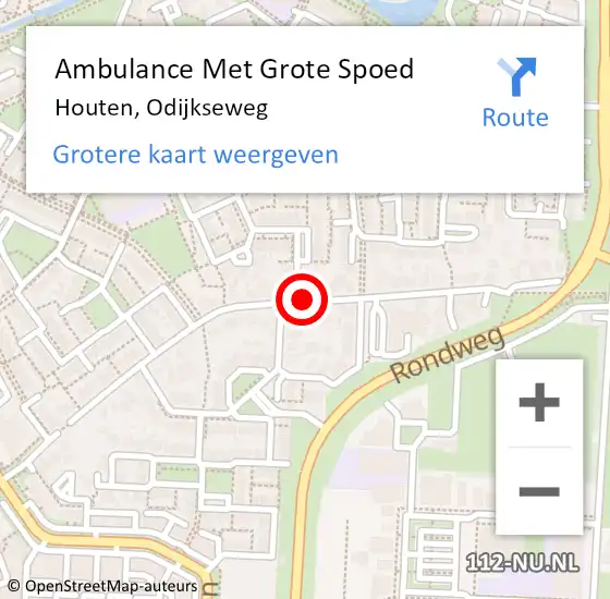 Locatie op kaart van de 112 melding: Ambulance Met Grote Spoed Naar Houten, Odijkseweg op 21 juni 2019 17:47