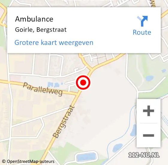 Locatie op kaart van de 112 melding: Ambulance Goirle, Bergstraat op 21 juni 2019 18:05