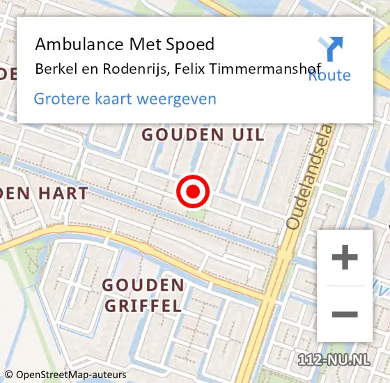 Locatie op kaart van de 112 melding: Ambulance Met Spoed Naar Berkel en Rodenrijs, Felix Timmermanshof op 21 juni 2019 19:42