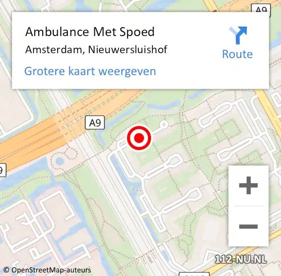 Locatie op kaart van de 112 melding: Ambulance Met Spoed Naar Amsterdam, Nieuwersluishof op 21 juni 2019 21:20