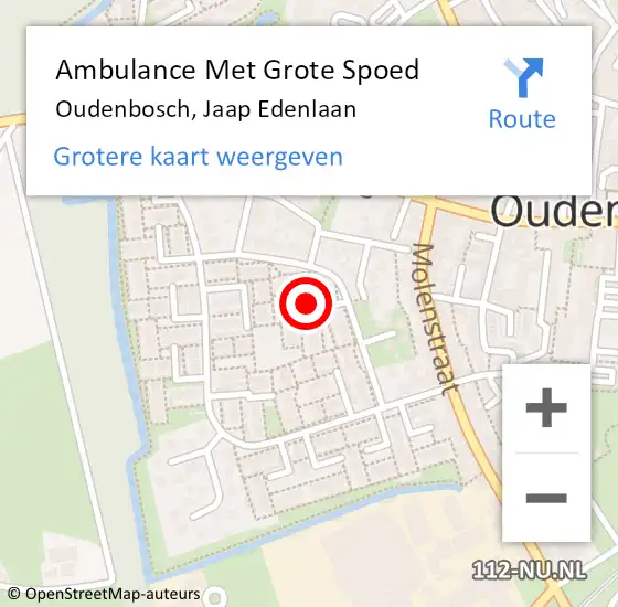 Locatie op kaart van de 112 melding: Ambulance Met Grote Spoed Naar Oudenbosch, Jaap Edenlaan op 21 juni 2019 21:26