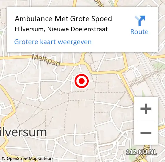 Locatie op kaart van de 112 melding: Ambulance Met Grote Spoed Naar Hilversum, Nieuwe Doelenstraat op 21 juni 2019 21:32