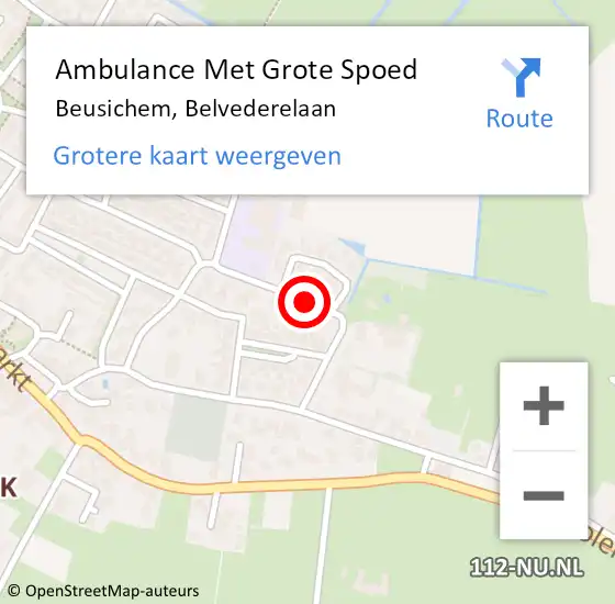 Locatie op kaart van de 112 melding: Ambulance Met Grote Spoed Naar Beusichem, Belvederelaan op 21 juni 2019 22:22