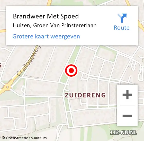 Locatie op kaart van de 112 melding: Brandweer Met Spoed Naar Huizen, Groen Van Prinstererlaan op 21 juni 2019 23:46